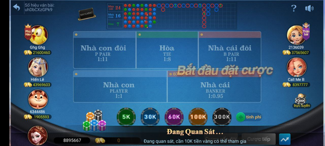 Cách tính tiền khi chơi bài Baccarat